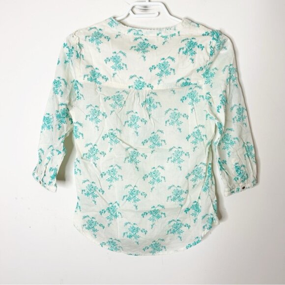 Scotch & Soda Women's Floral Blouse 3/4 length sleeve Button front Cream Size XS - Picture 10 of 11